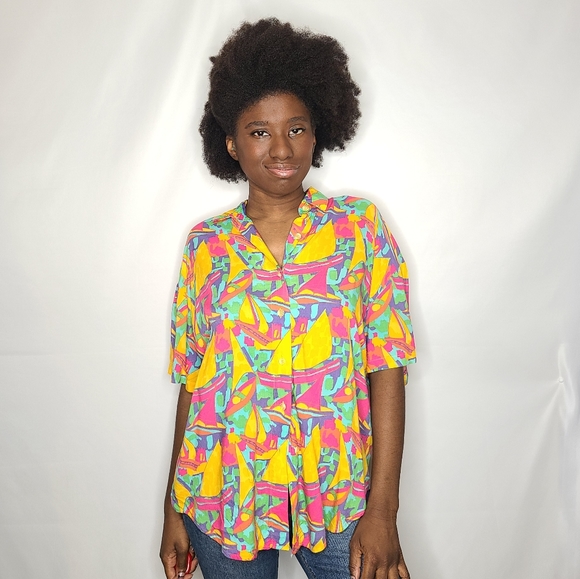 Segrets Multicolor Button Down Shirt - Picture 3 of 4